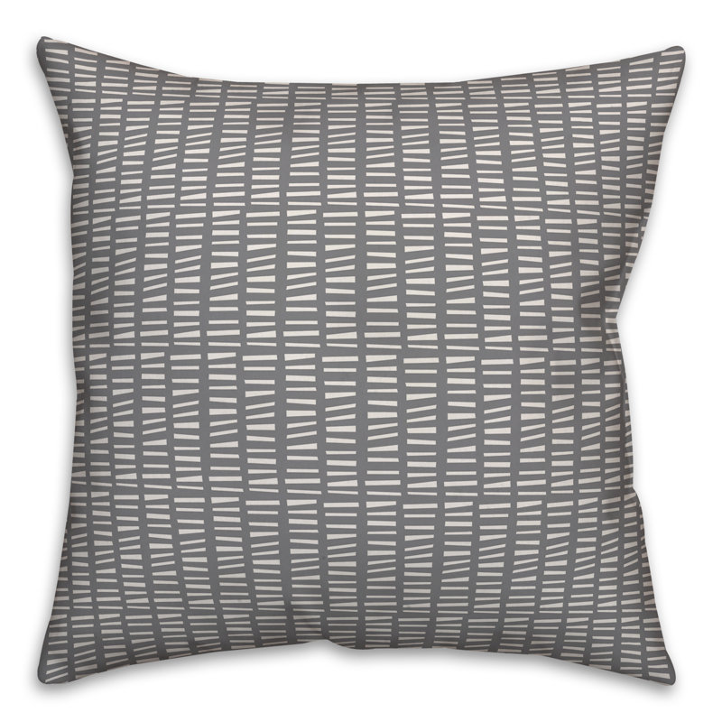  Housse et insert de coussin carré Tally, Motif géométrique gris / blanc, 18 po x 18 po