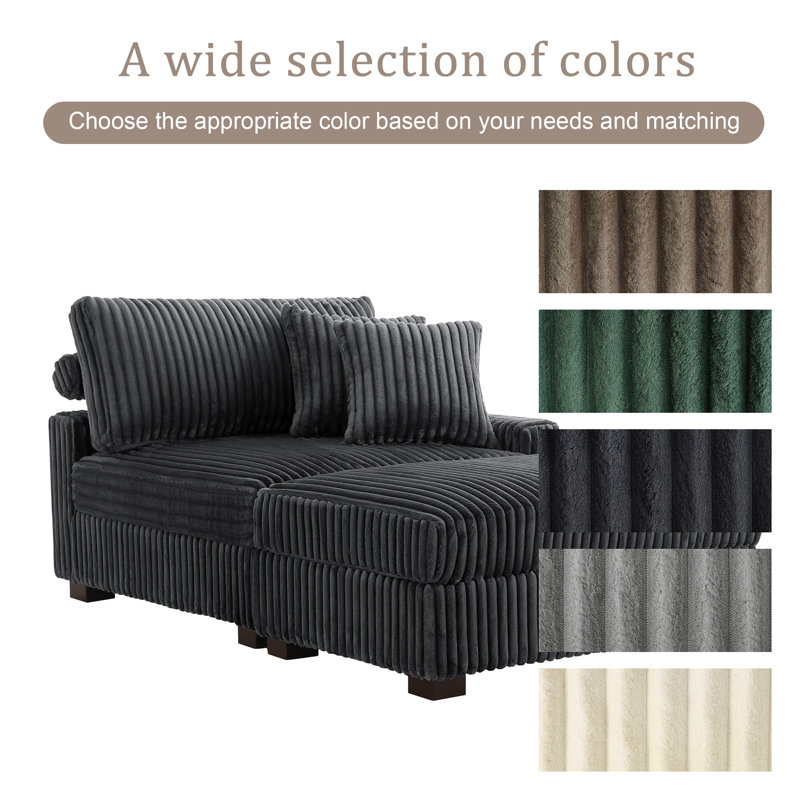 Upholstered Chaise Lounge, Grey, Right Hand Facing