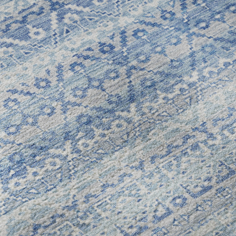 Premium Machine Washable Mayfield AMF2101 Striped Rug, Sky, 8' x 10'