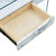 Table basse moderne à deux niveaux - verre trempé transparent et texture de marbre blanc, design de rangement multifonctionnel. L'étage inférieur comprend un tiroir. Peut être utilisé comme table basse, table d'appoint, etc.