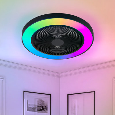 Ventilateur de plafond à profil bas de 20 pouces avec lumières - télécommande, conception encastrée, DEL à intensité variable pour les petites pièces