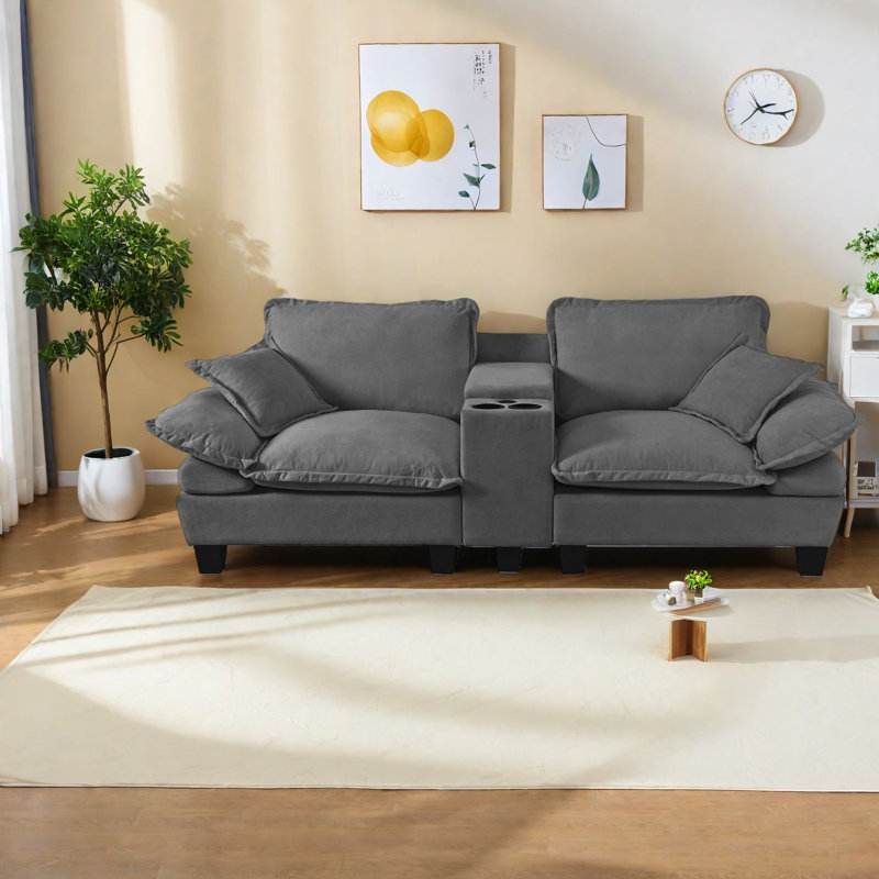 Space-saving Modern Sofas, Grey Chenille L-shape With Storage