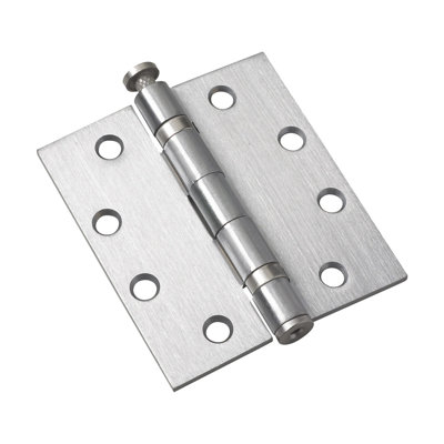 (3-Pack) 4-In (102 Mm) Full Mortise Ball Bearing Butt Hinge With Raised Pin, Brushed Chrome