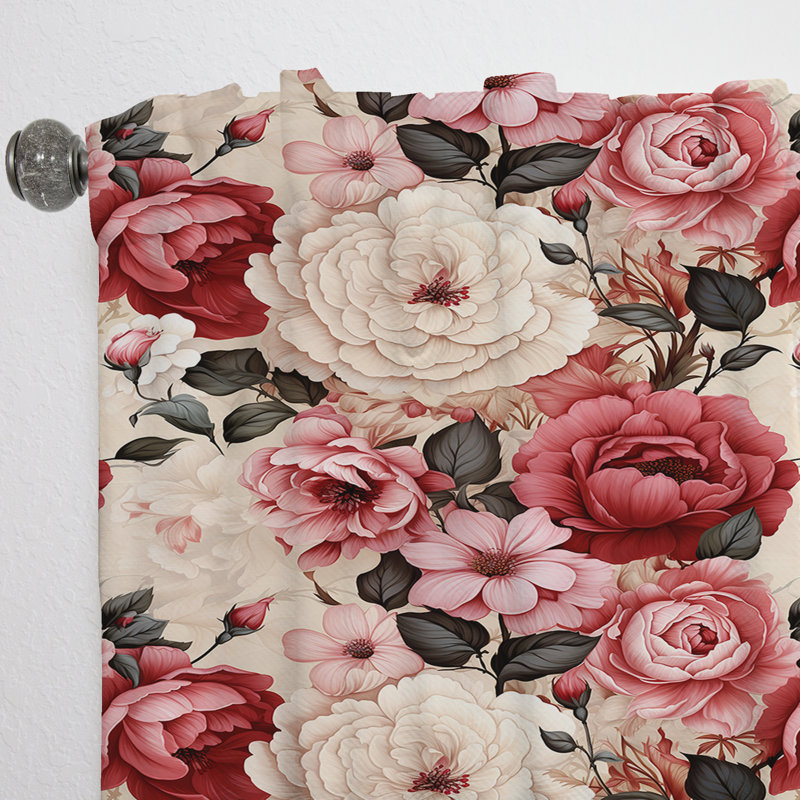 Beauté de jardin rose antique - Rideau damassé - Velours obscurcissant - 1 panneau, L 52 po x L 95 po