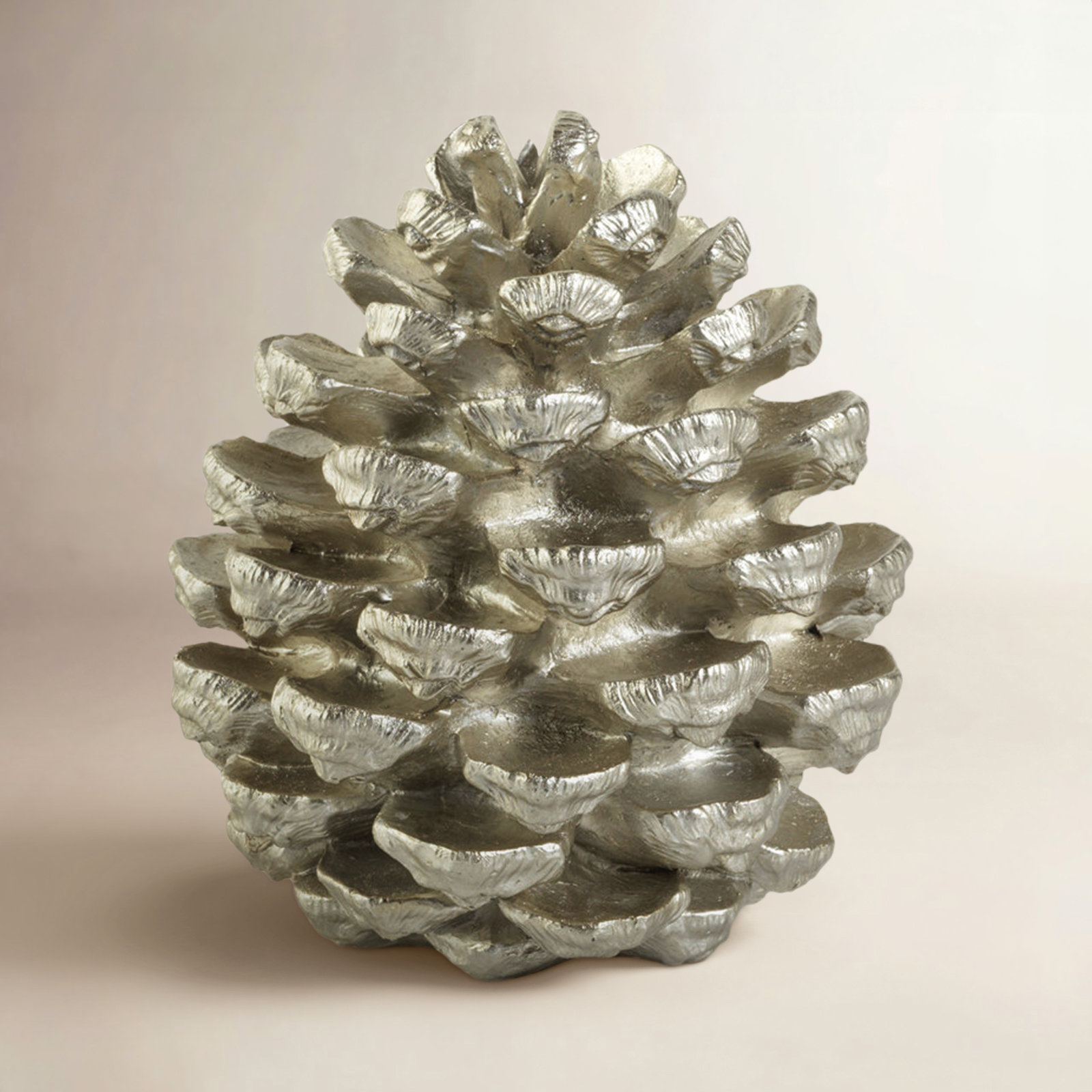 Harvy 6.5" H Resin Pinecone Figurine, Silver