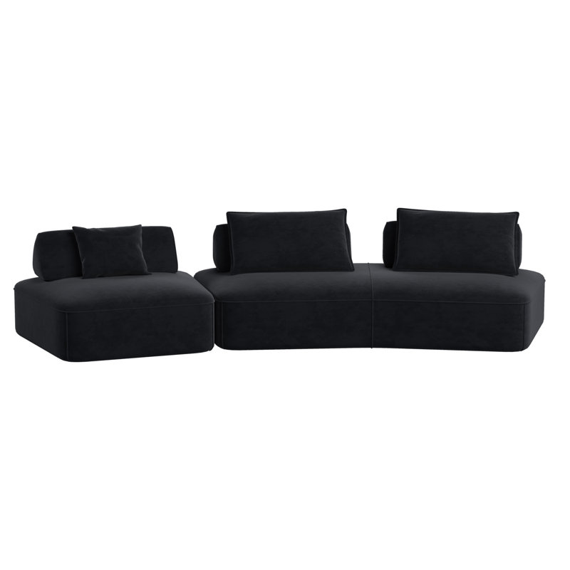 Canapé modulaire incurvé moderne de 139 po Modern, Chenille grise foncée