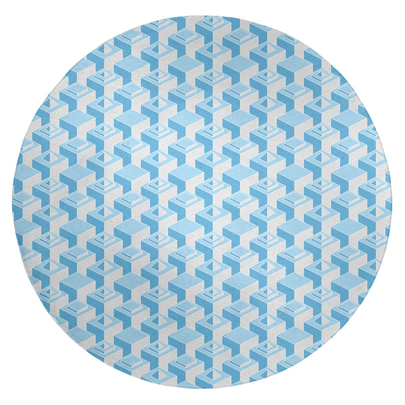 Chenille Geometric Indoor Rug, Round 5'