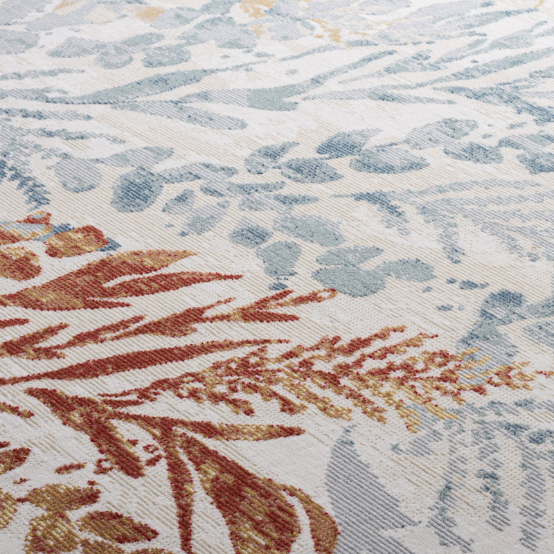 Tapis intérieur/extérieur à motif floral Utopia 813, Rectangle 3' x 5'