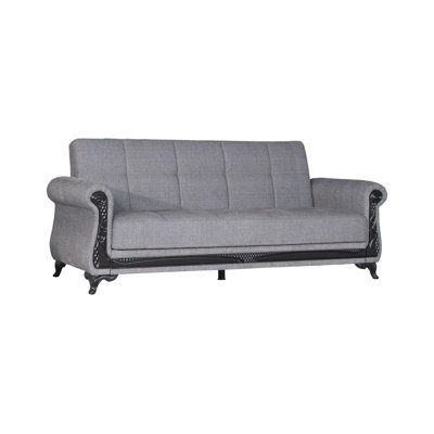 Allex 89"" Linen Rolled Arm Sofa Bed -  Bloomsbury Market, 91909B37BA764680B57A09D0372DA079