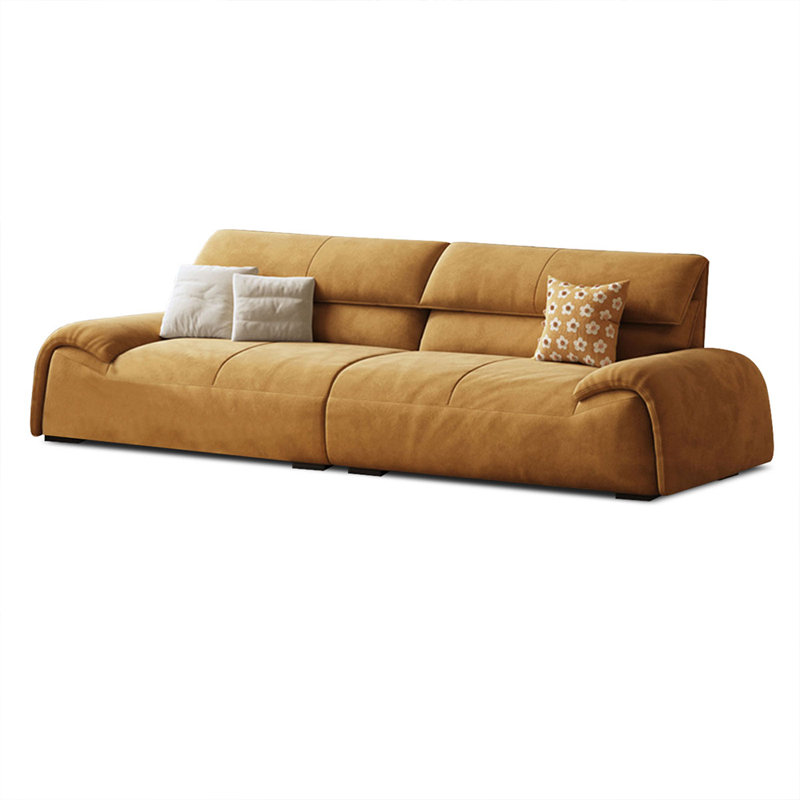 Canapé modulaire en velours, Orange, H 31,5 po x l 109,45 po x P 36,22 po