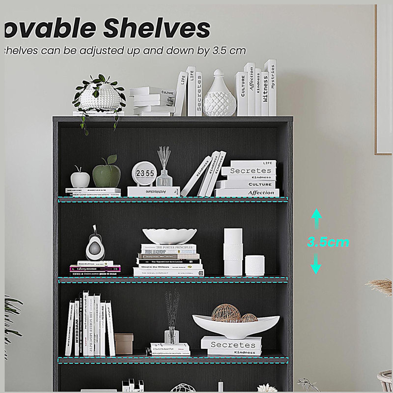 Bibliothèque 4 niveaux, Gris, (4 tablettes) H 48 po x l 33 po x P 11,6 po