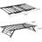 Trundle Day Bed with Lockable Casters, Foldable Metal Platform, Vintage Black-970380305