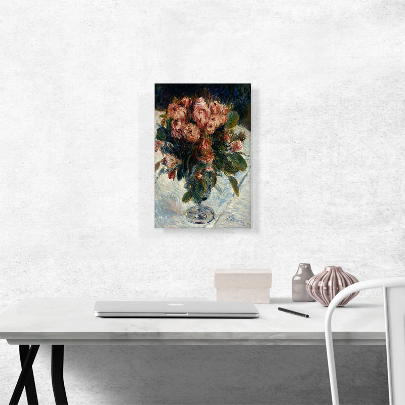 «Roses 1890» par Pierre-Auguste Renoir, reproduction d'art sur toile tendue, H 18 po x l 12 po x 1,5 po