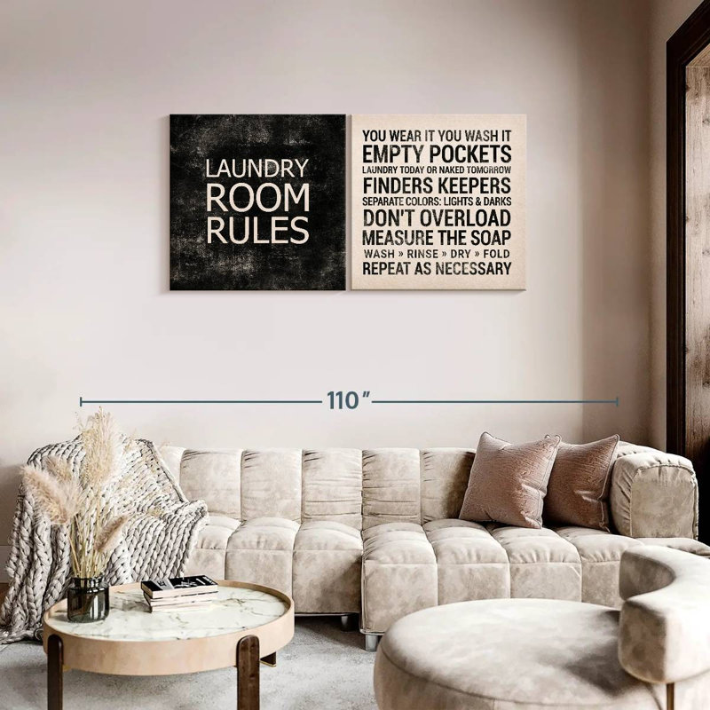 " Laundry Room Rules " 2 - Pieces, 36" H x 73" W x 1.25" D