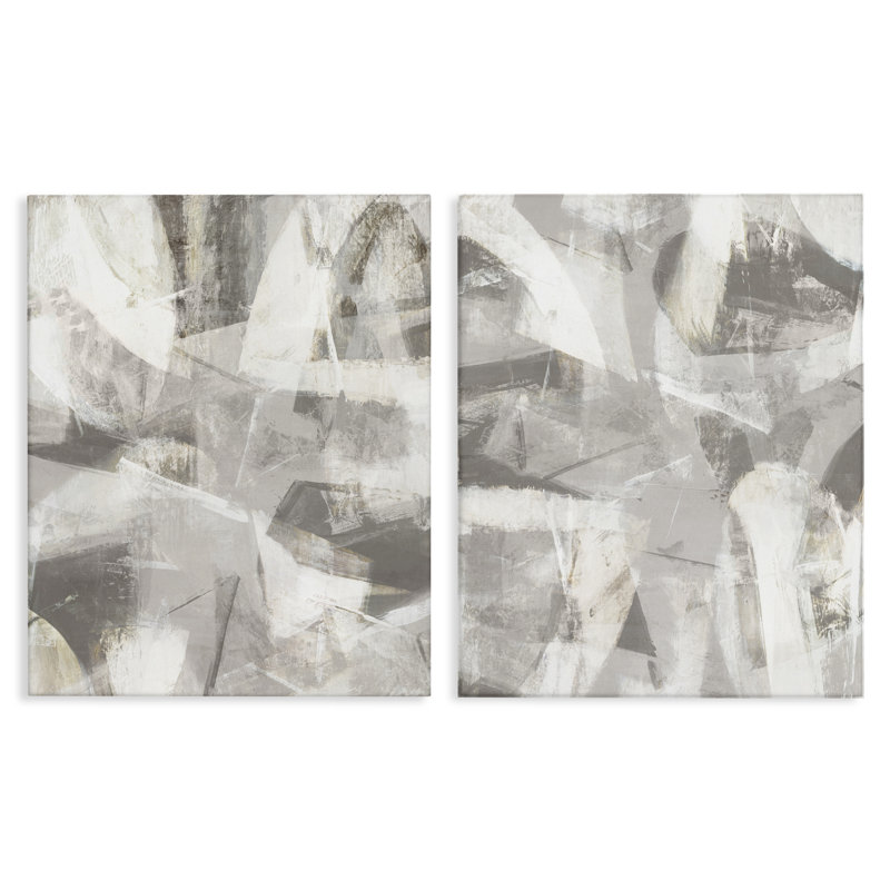 Ensemble de 2 toiles grises et grises, par Hannah Dawson, H 20 po x l 16 po