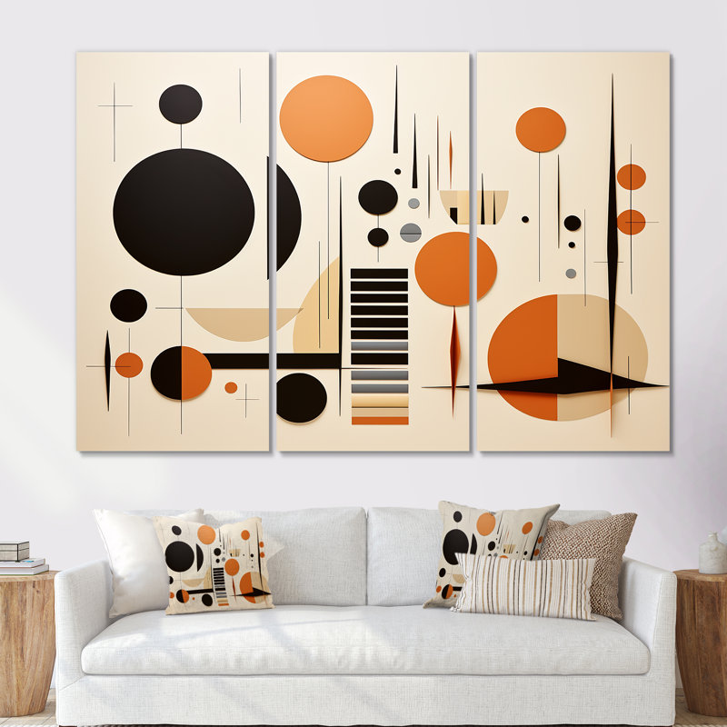 Echoing Ellipse Beige géométrique fréquence IV - art mural géométrique, H 28 po x l 36 po x P 1 po, Toile tendue