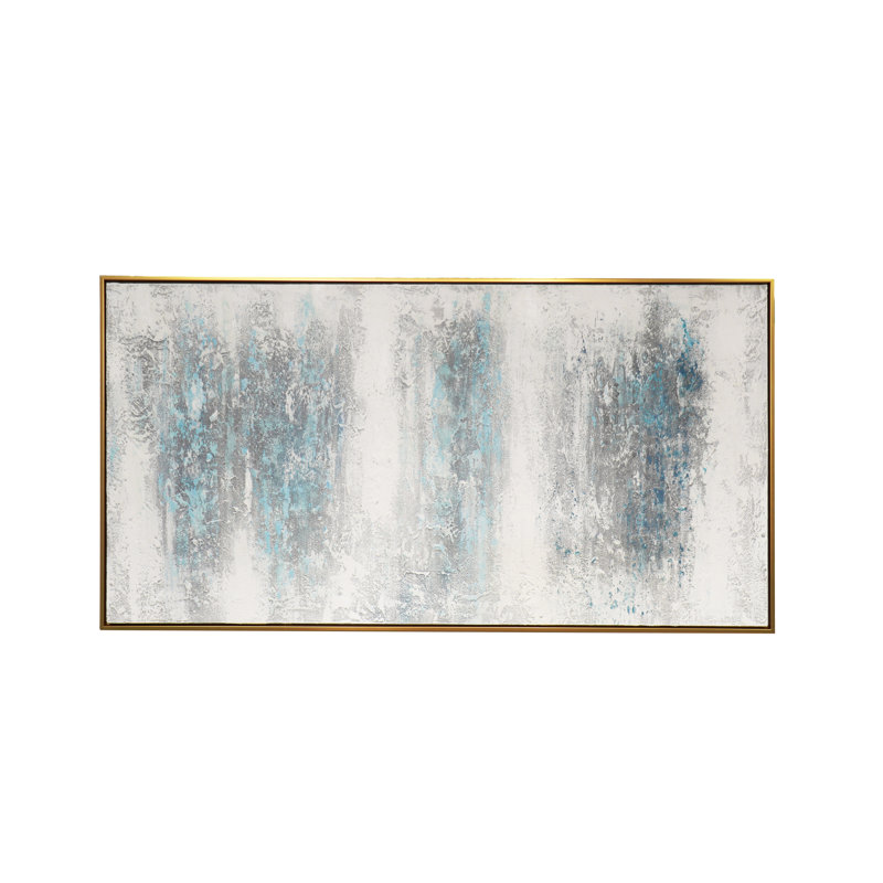 Interval blanc / bleu, peinture à l'huile sur toile abstraite peinte à la main