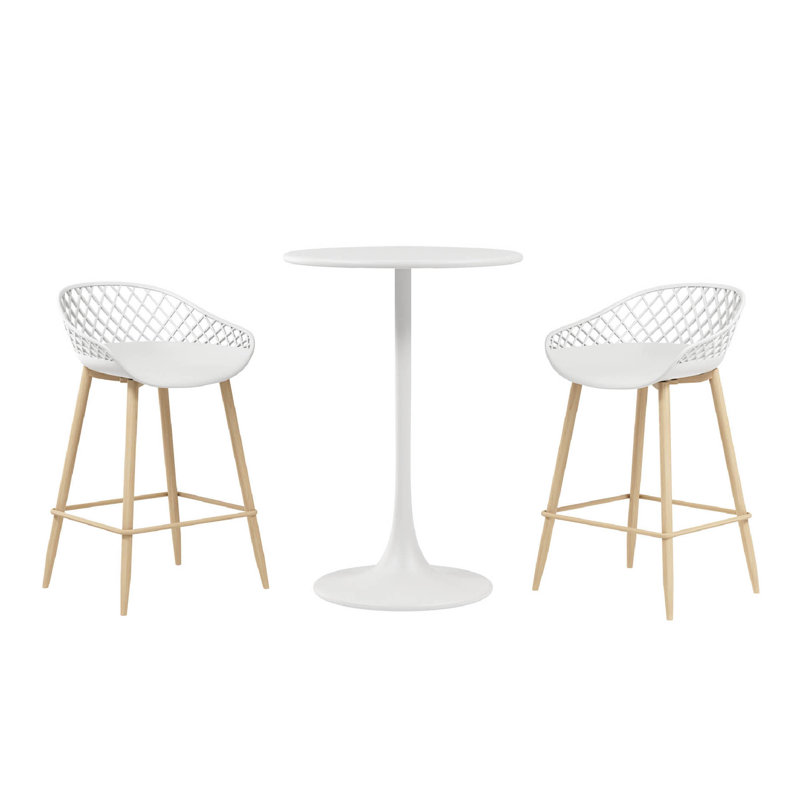 Liev Bistro Counter Height 24" Steel Pedestal Base Table for Indoors or Patio with Counter Stools