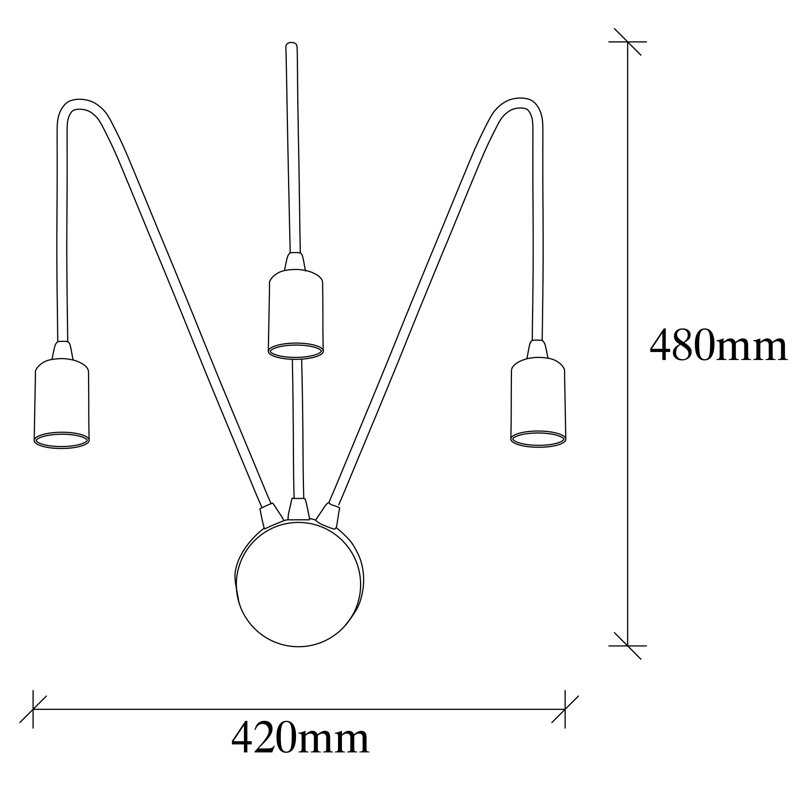 Lampe murale moderne noire avec corps en métal, 16,5 po x 7,9 po x 18,9 po | 3 x douilles E27, 40 W maximum | Conception IP20 élégante et de couleur unie | Parfait pour les espaces de vie contemporains et les décorations glamour