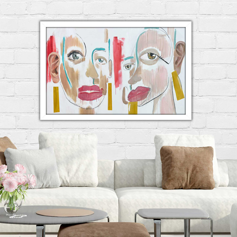 Miroir de but (horizontal) par Cassie Studios - Peinture, H 33,5 po x l 49,5 po x P 1 po, Cadre blanc