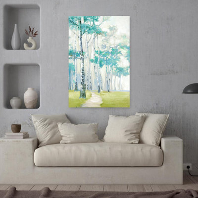«Pathway Through Birch Forest I Abstract Contemporary Landscape Nature», art mural