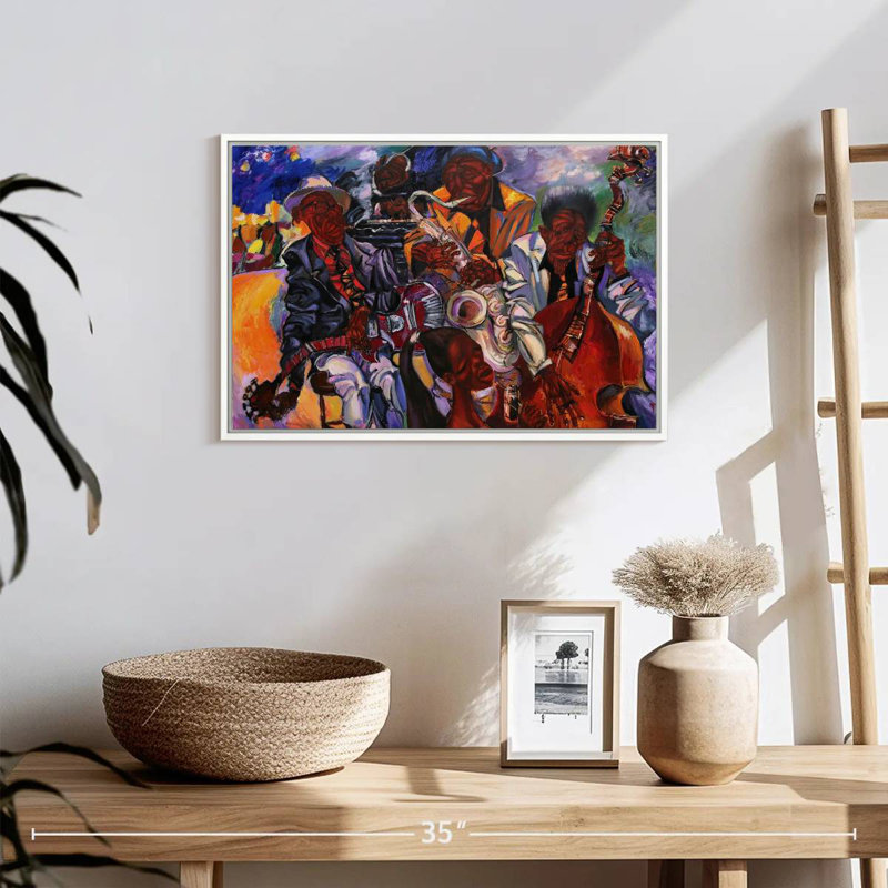 Jazz Band artistes, Cadre flottant blanc, 19 po x 13 po