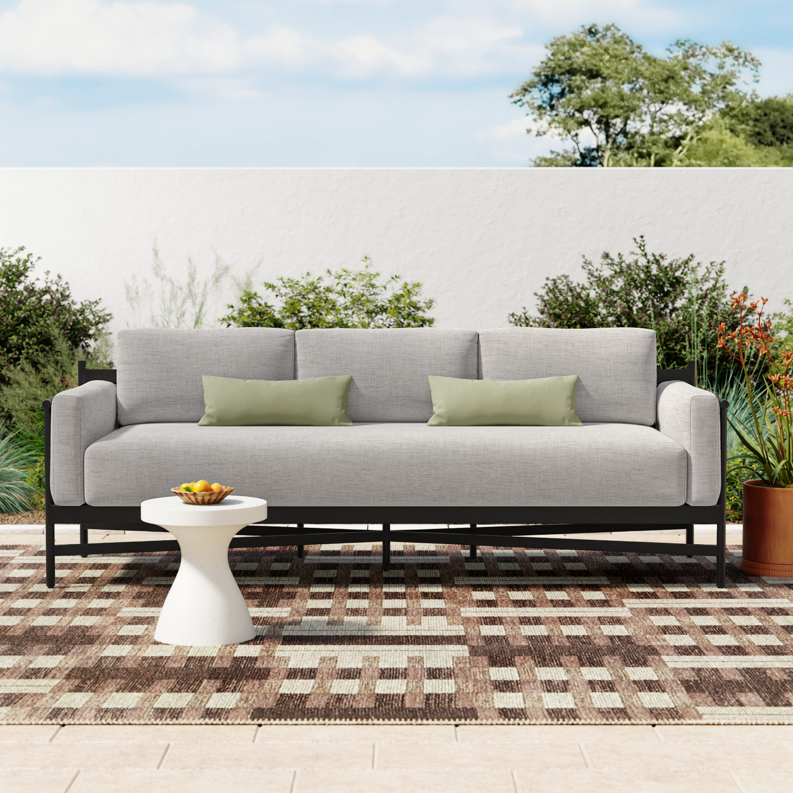 Iffie 99" Patio Sofa, Stone Gray