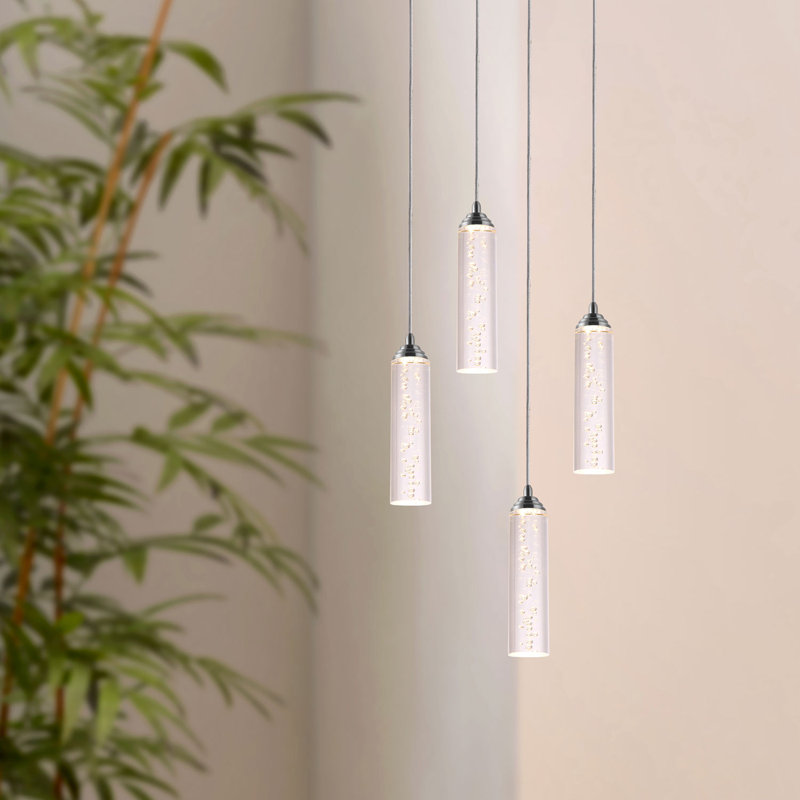 Ardrie 4 - Light Chrome Cluster Pendant, 6.7" H x 1.8" W x 1.8" D