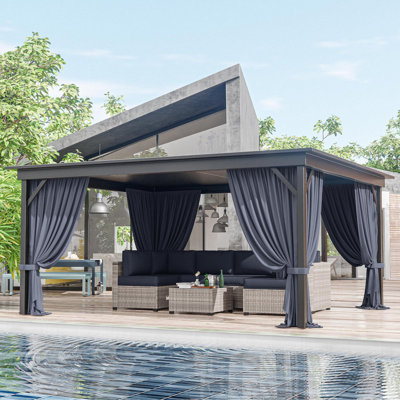 14X12 Ft. Outdoor Gazebo Curtains, 4-Panels Sidewall Curtains (Only Curtains)