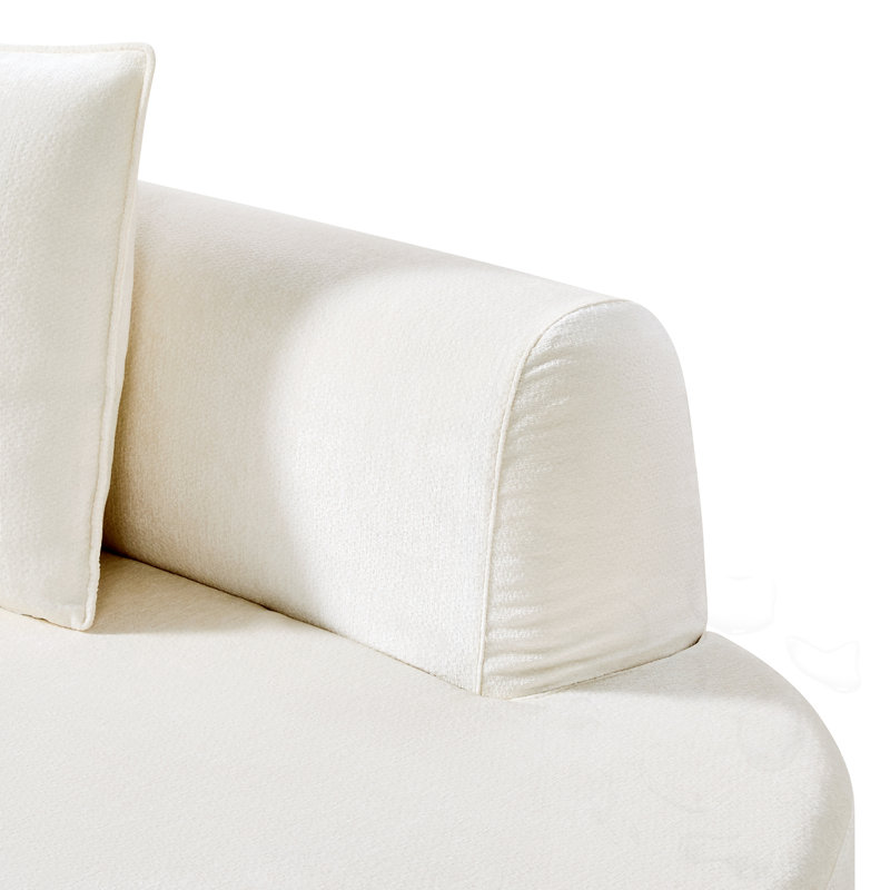 Canapé modulaire courbé avec coussins, Polyester blanc
