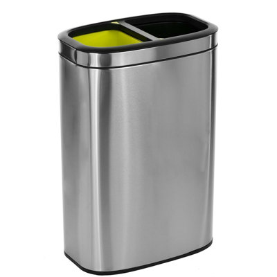 Poubelle à déchets et recyclage ouverte en acier inoxydable de 10,5 gallons (39,7 litres) à compartiments multiples