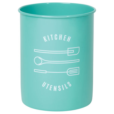 Powder-Coated Steel Utensil Crock, Turquoise