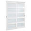 Porte de placard coulissante, 60 po (double 31 po) x 80 po, portes coulissantes en verre givré 5-Lite avec trousse de quincaillerie et guide de plancher, dalle en bois massif et panneau de fibres à densité moyenne avec surface en PVC imperméable pour les chambres de garde-robe