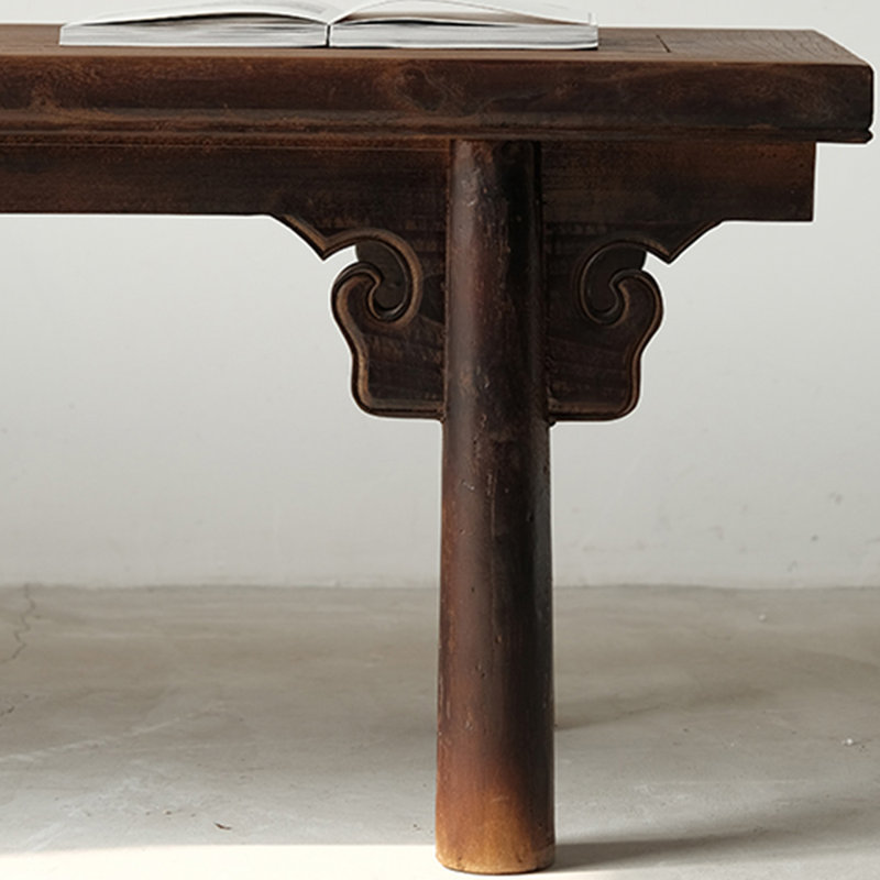 Banc en bois massif semblable à un ancien tabouret, H 19,69 po x l 78,74 po x P 19,69 po