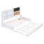Lit de jour simple avec tablettes de rangement, tableau noir, planche de liège, ports USB et lit gigogne simple, blanc