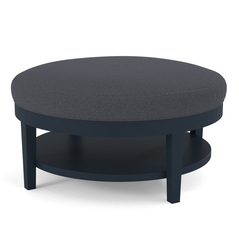 Midtown Upholstered Ottoman, Lapis Plaid; 0126-63, Navy Finish
