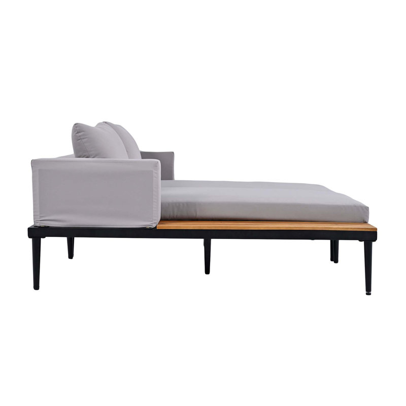 Méridienne double d'extérieur Vianette, Beige, Blanc / Blanc