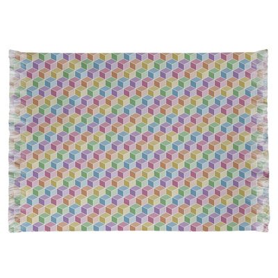 Jaune cube/bleu/vert Tapis décoratif