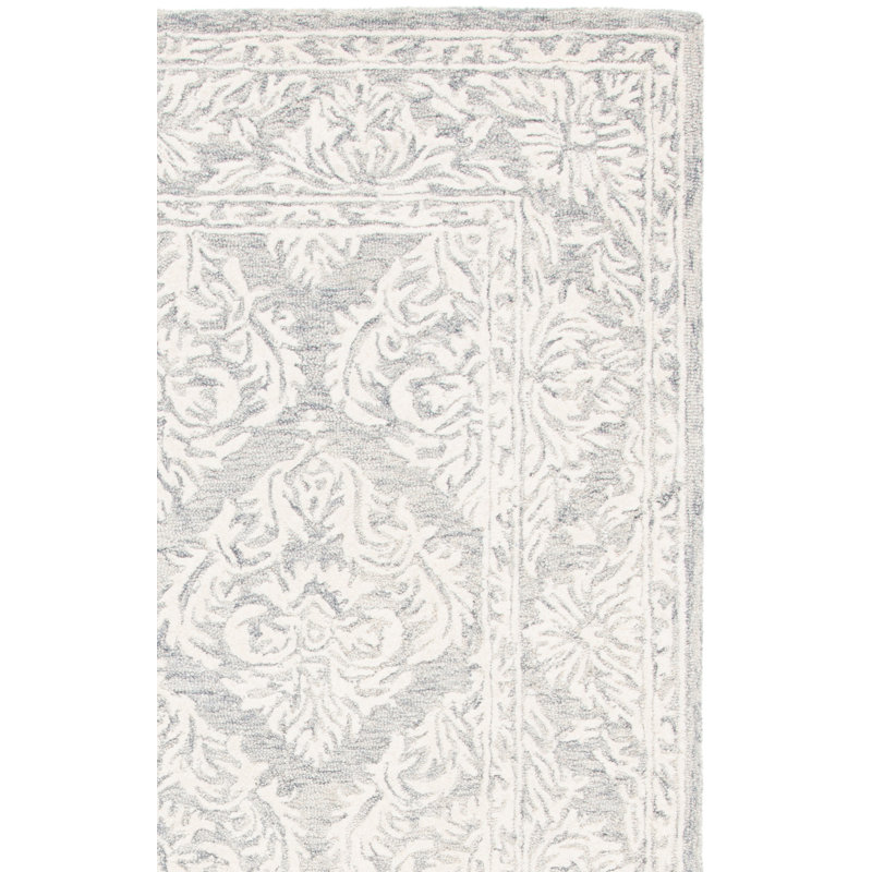Eldwun Hand Tufted Wool And Cotton With Latex Damask Rug, Square 6'