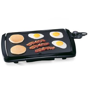 Ovente Electric Indoor Kitchen Griddle 16 x 10 Inch Nonstick Flat Cast Iron  Grilling Plate, 1200 Watt with Temperature Control and Oil Drip Tray  Perfect for Cooking Pancake, Breakfast GD1610