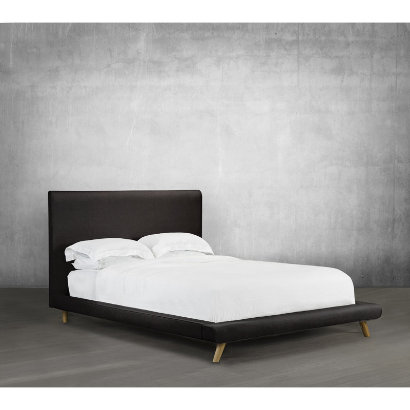 Lit plateforme en tissu d’ameublement, Espresso, Double