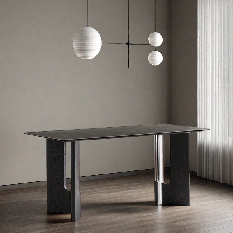 Rock Plate Dining Table with Multiple Highlights., 29.53"H x 55.12"L x 31.5"W