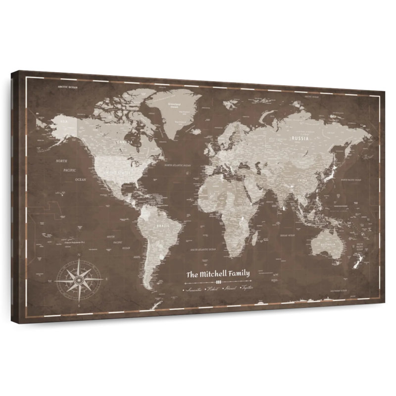 Carte du monde personnalisée, H 8 po x l 12 po, Oui