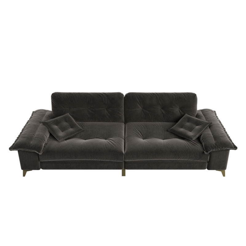 Modern Cloud Sofa with Extra-Wide Removable Armrests,Chenille Upholstery & Tufted Design, Dark Gray