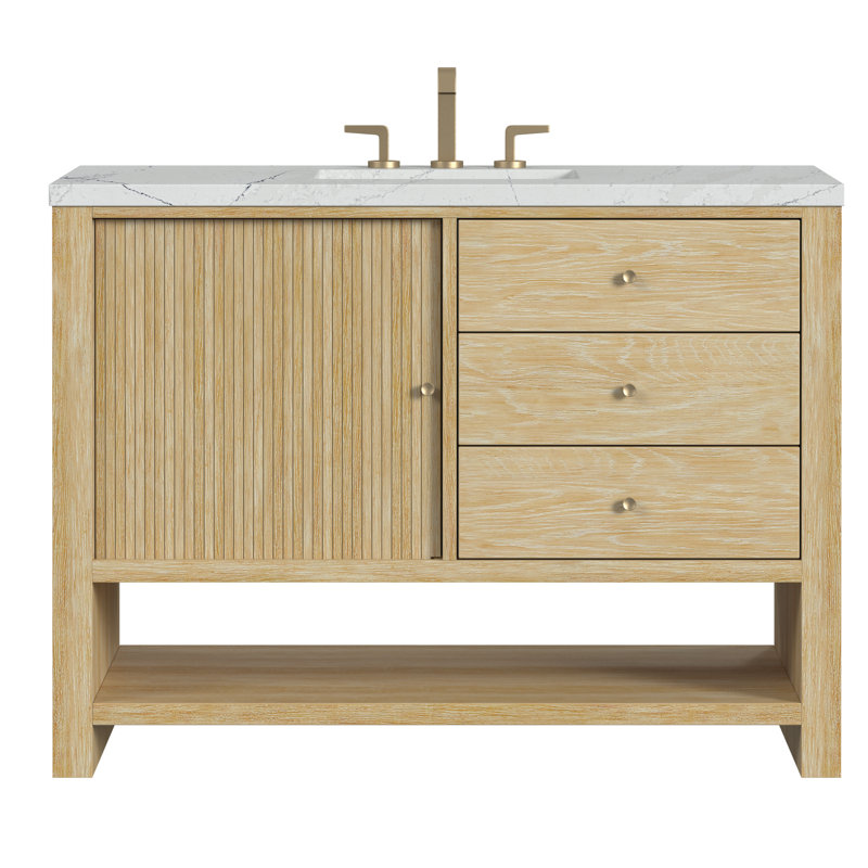 Marigot 48'' Single Bathroom Vanity with Top, Ethereal Noctis, 8" Widespread