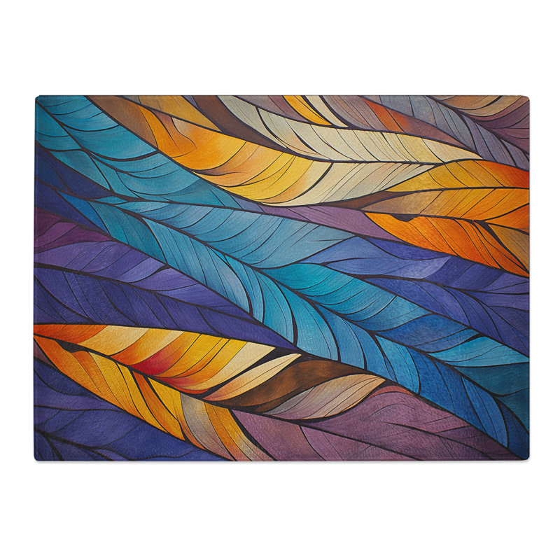 Feather Geometric No.4  Glass Chopping Board