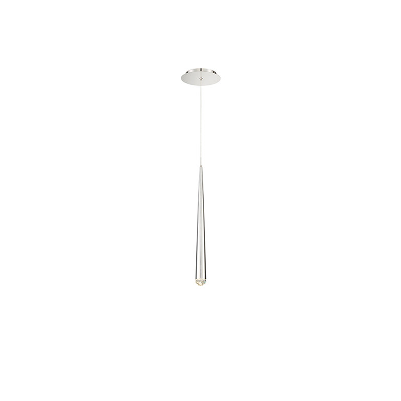 Cascade Polished Nickel LED Pendant with Hand-Cut Crystal