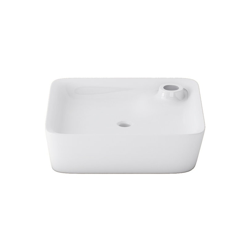 Lavabo de salle de bain vasque carré en céramique blanche avec trop-plein