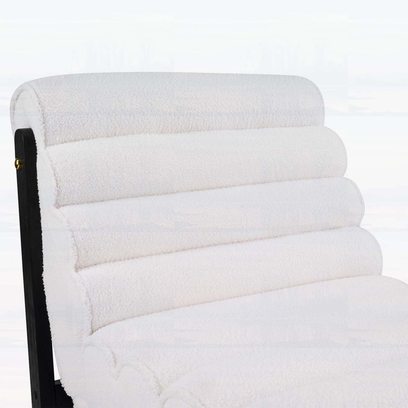 Fauteuil d'appoint Fluffy avec structure en bois, parfait pour des sièges confortables et élégants, Blanc