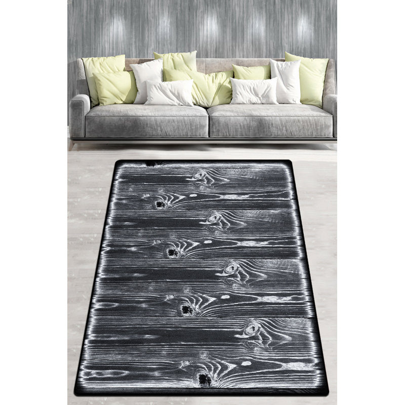 Tapis d'entrée de qualité supérieure (4 x 5 pi), noir et blanc, 100% polyester, hauteur des poils: 0,16 po | Antibactérien, antidérapant, dessous lavable à la machine | Idéal pour le salon, la chambre à coucher et le couloir
